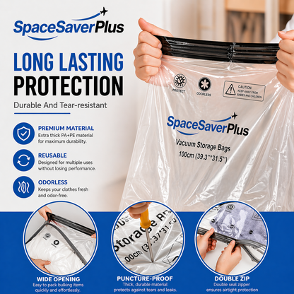 SpaceSaverPlus™ Cordless Travel Vacuum Pump & Compression Bag System – Pack 80% More, Travel Smarter